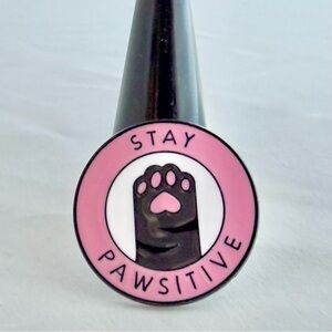 Stay Paws-itive (positive)😸 Kitty Pin, pink toe beans 🐾 Purrfect for cat lovers